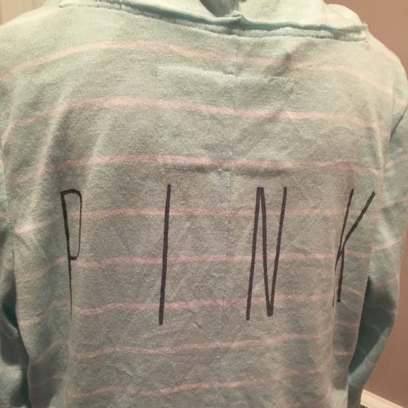 PINK Victoria's Secret Tops - NEW VS PINK MINT/CREAM STRIPED SWEATSHIRT SIZE MED